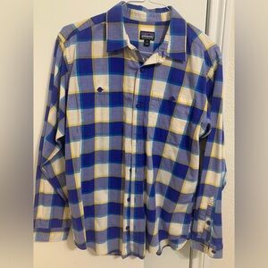 PATAGONIA Men’s Blue & White Plaid Button Front Shirt Organic Cotton Mens Sz M